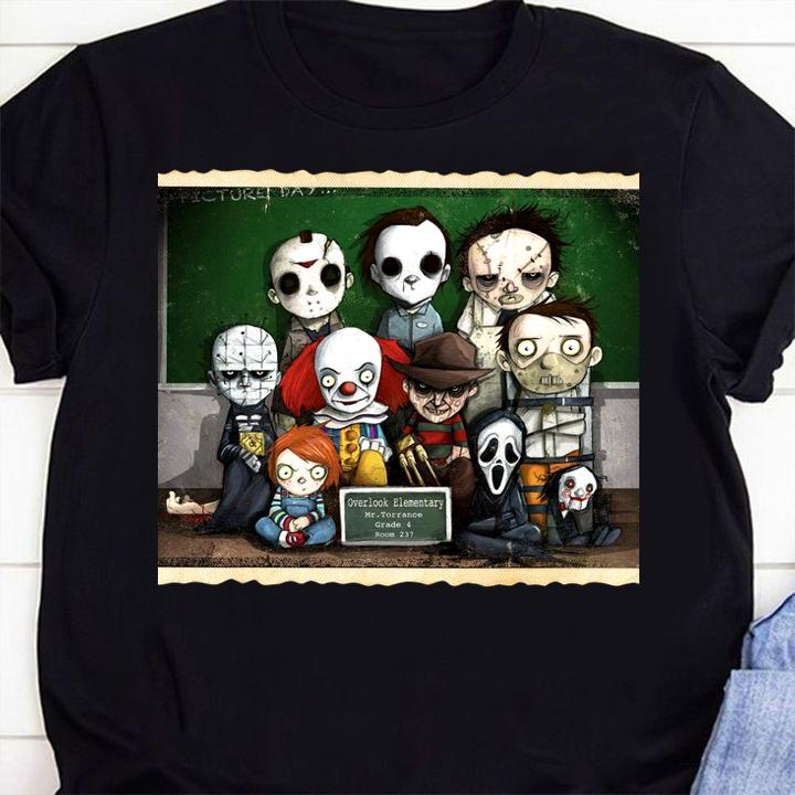 Horror Movie characters students in class t-shirt shirt
