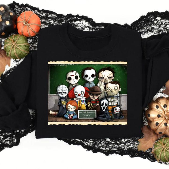 Horror Movie characters students in class t-shirt sweatshirt