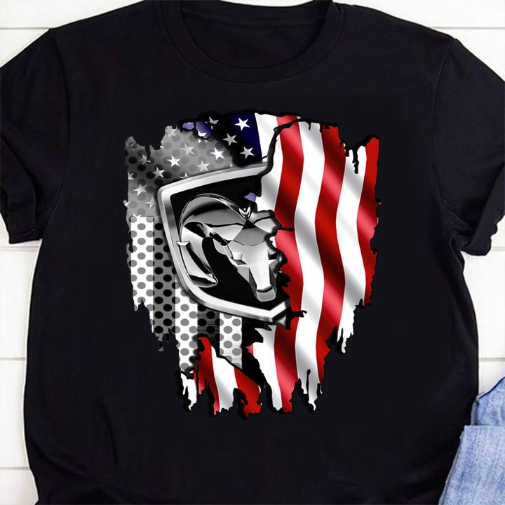 Premium Independence Day 4th of July Dodge Ram Head American Flag t-shirt shirt