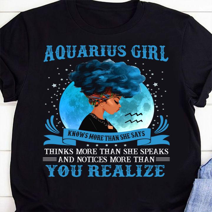 Official Aquarius Girls Black Queen Knows More Than She Says t-shirt shirt