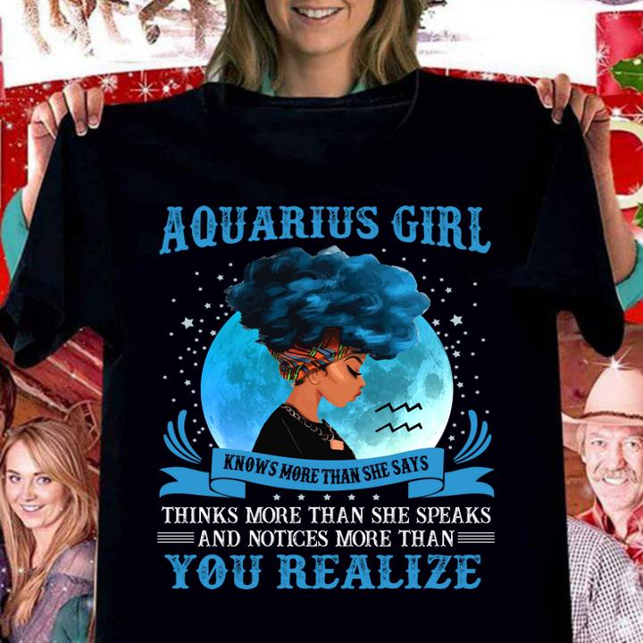 Official Aquarius Girls Black Queen Knows More Than She Says t-shirt woman shirt
