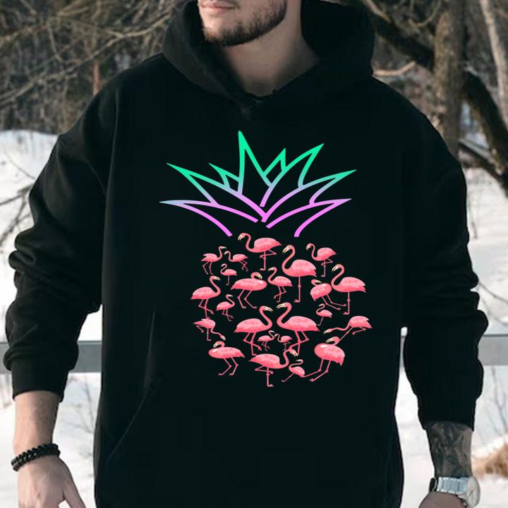 Cute And Lovely Pink Flamingo Pineapple Love t-shirt hoodie