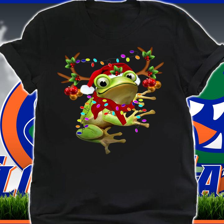 Santa Frog Reindeer Light Christmas sweater t-shirt shirt