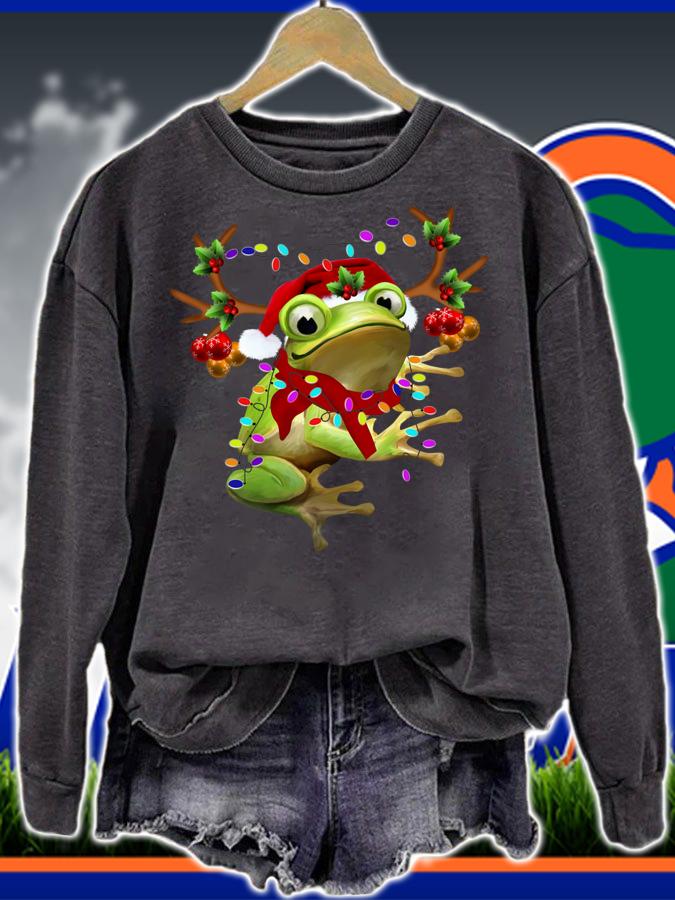Santa Frog Reindeer Light Christmas sweater t-shirt sweatshirt