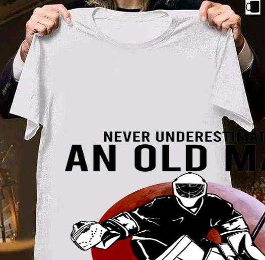 Never Underestimate An Old Man Who Loves Hockey And Was Born In August Sunset t-shirt shirt