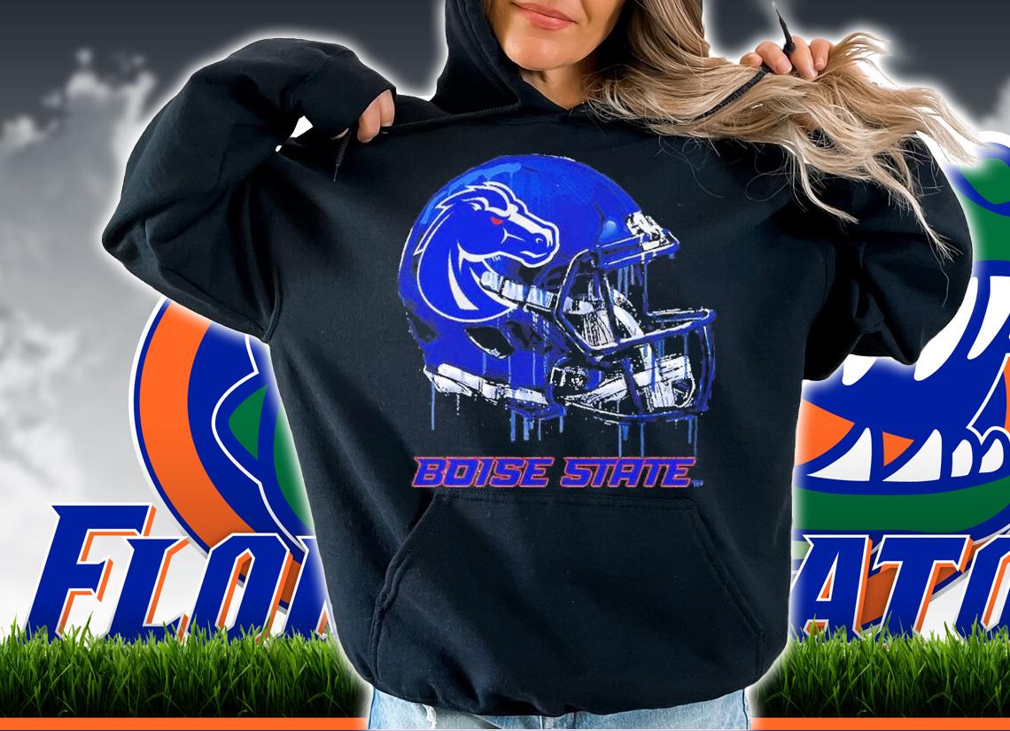 Boise State Broncos Dripping Helmet Crewneck Shirt t-shirt hoodie