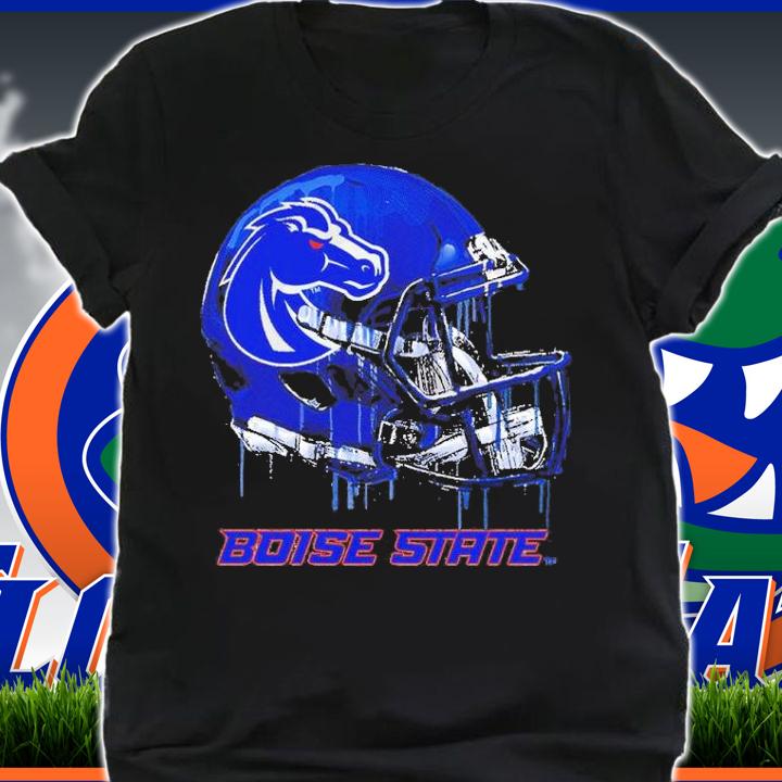 Boise State Broncos Dripping Helmet Crewneck Shirt t-shirt shirt