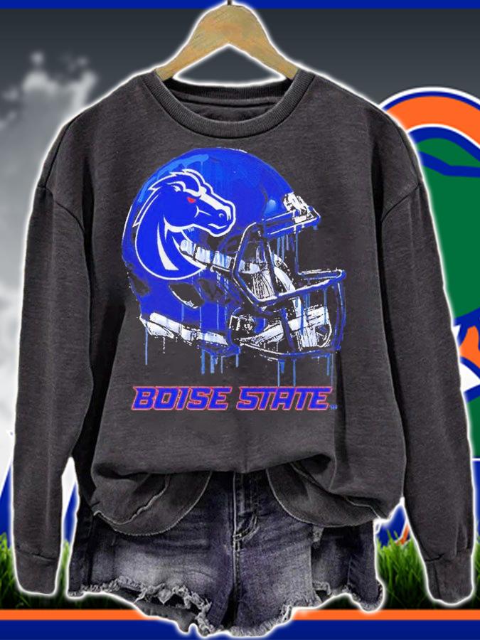 Boise State Broncos Dripping Helmet Crewneck Shirt t-shirt sweatshirt