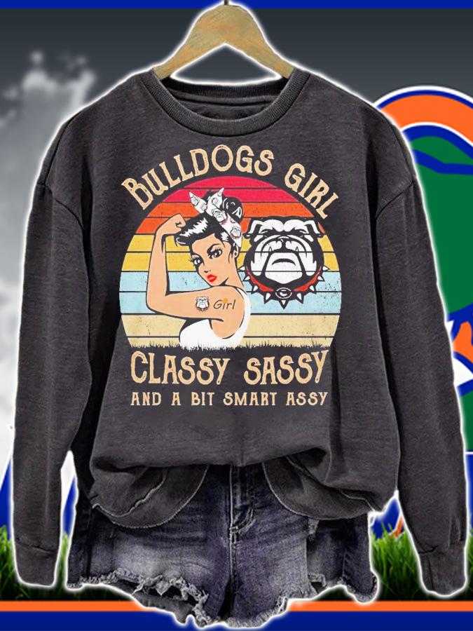 Bulldogs girl classy sassy and a bit smart assy shirt t-shirt sweatshirt