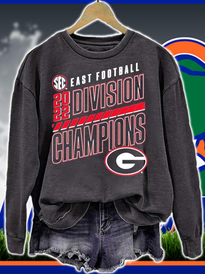 Charcoal Georgia Bulldogs SEC East Division Football Champions Slanted Knockout 2022 Shirt t-shirt sweatshirt