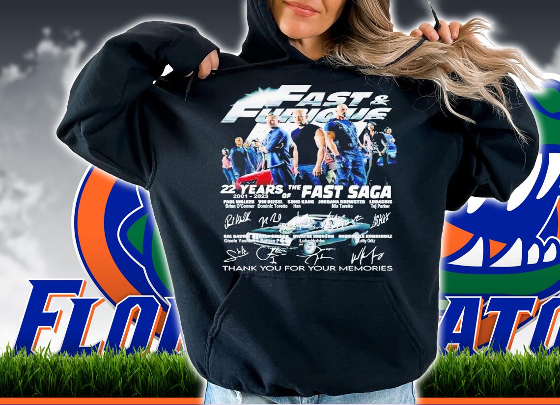 Fast and Furious Fast Saga 22 years of the 2001 2023 thank you for the memories signatures shirt t-shirt hoodie