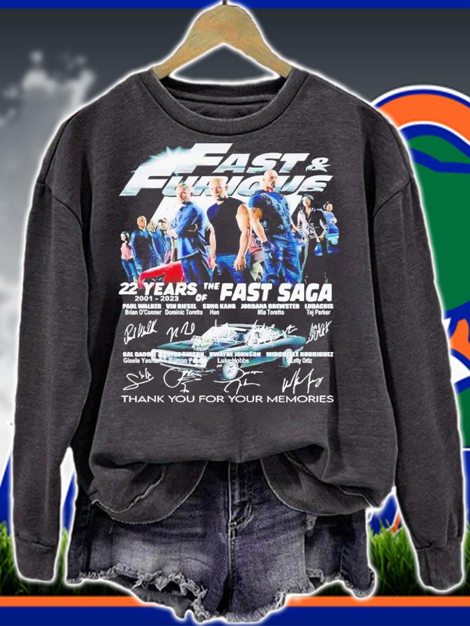 Fast and Furious Fast Saga 22 years of the 2001 2023 thank you for the memories signatures shirt t-shirt sweatshirt
