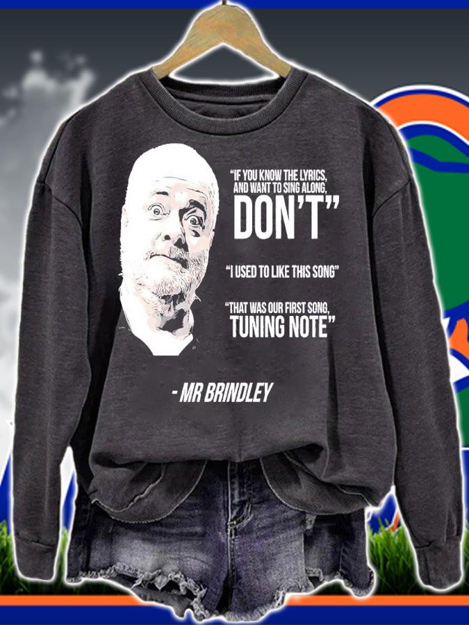 If you know the lyrics and want to sing along don't I used to like this song Mr Brindley shirt t-shirt sweatshirt