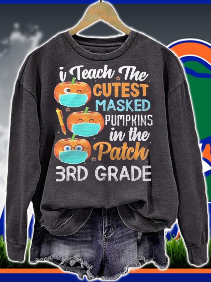 I Teach The Cutest Masked Pumpkins In The Patch 3Rd Grade Shirt t-shirt