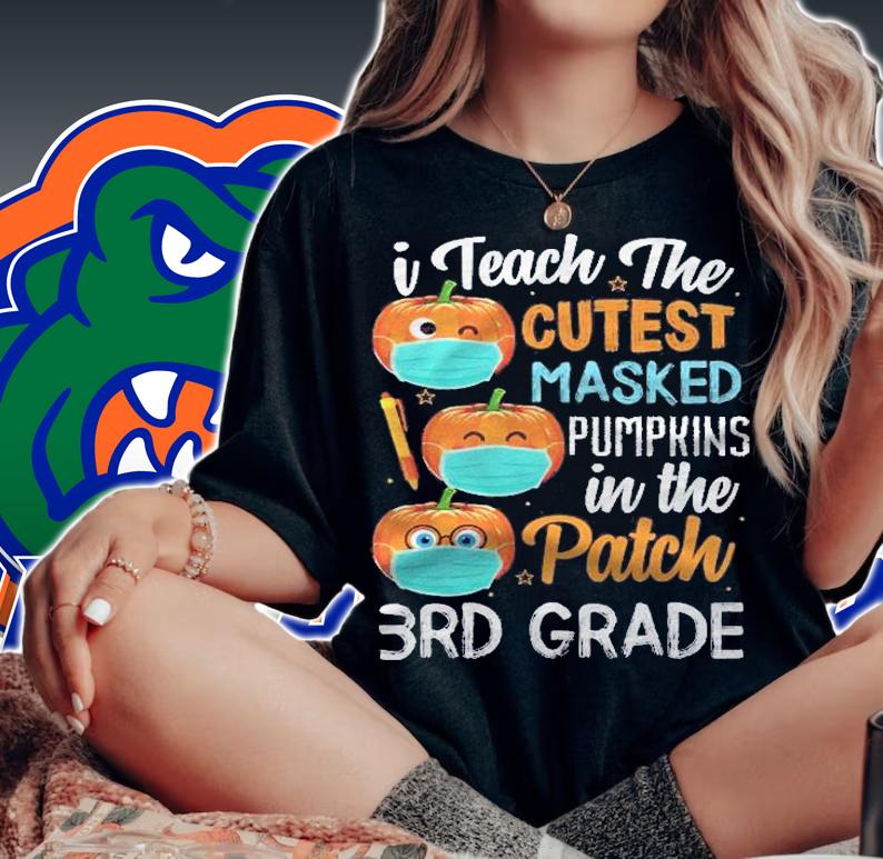I Teach The Cutest Masked Pumpkins In The Patch 3Rd Grade Shirt t-shirt