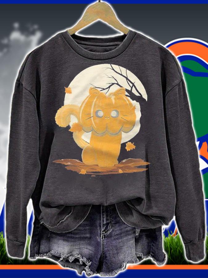 Halloween Cat Pumpkin Moonlight Shirt sweatshirt