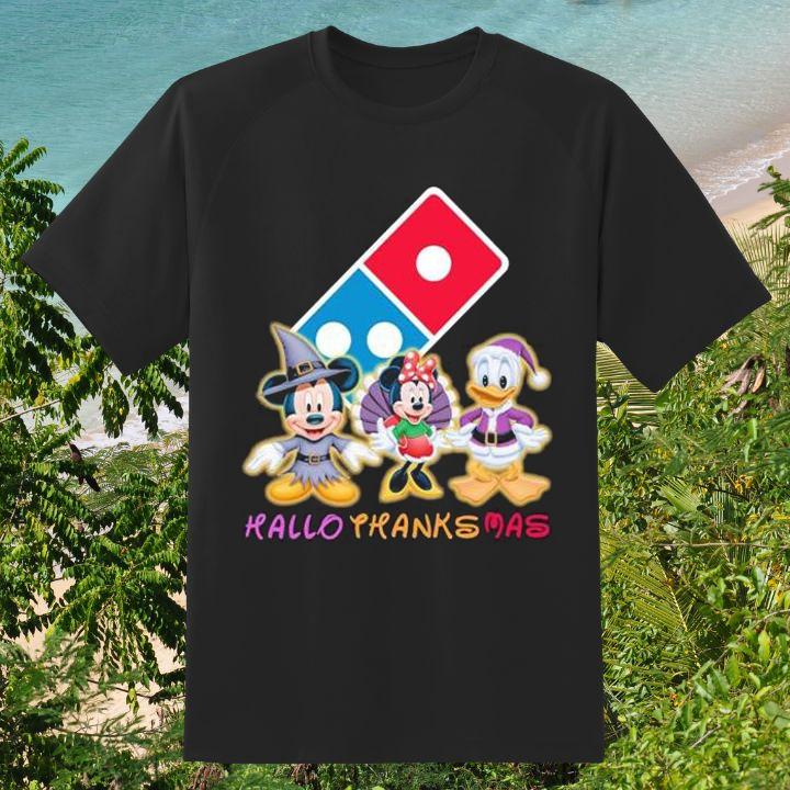 Disney Mickey And Minnie Mouse Donald Duck Domino's Pizza Hallothanksmas T-Shirt