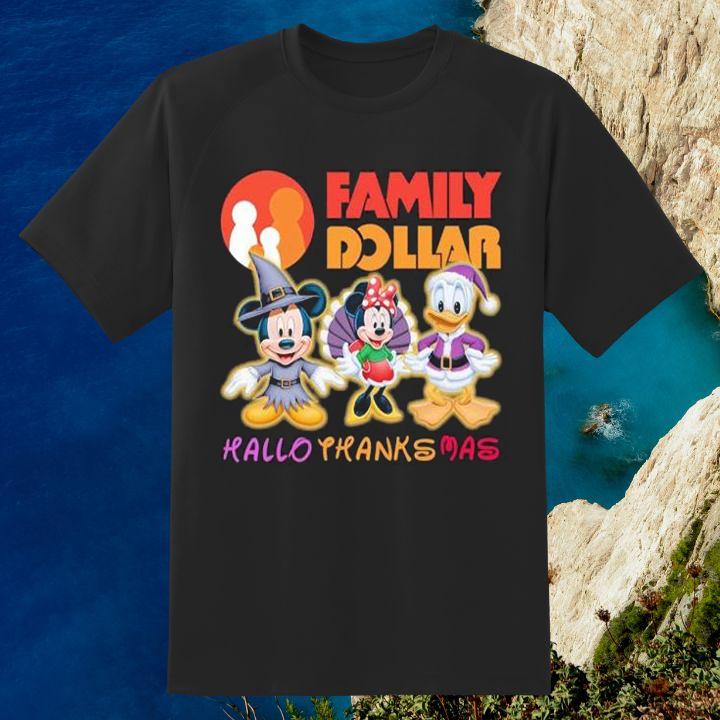Disney Mickey Minnie Donald Family Dollar Hallothanksmas T-Shirt