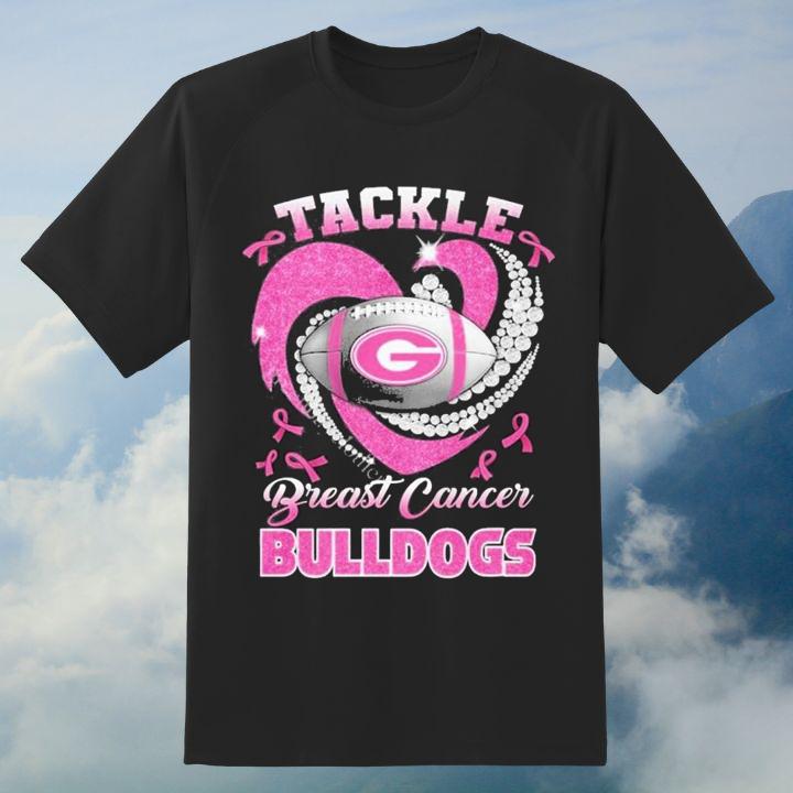 Georgia Bulldogs Tackle Breast Cancer Awareness Diamond Heart T-Shirt