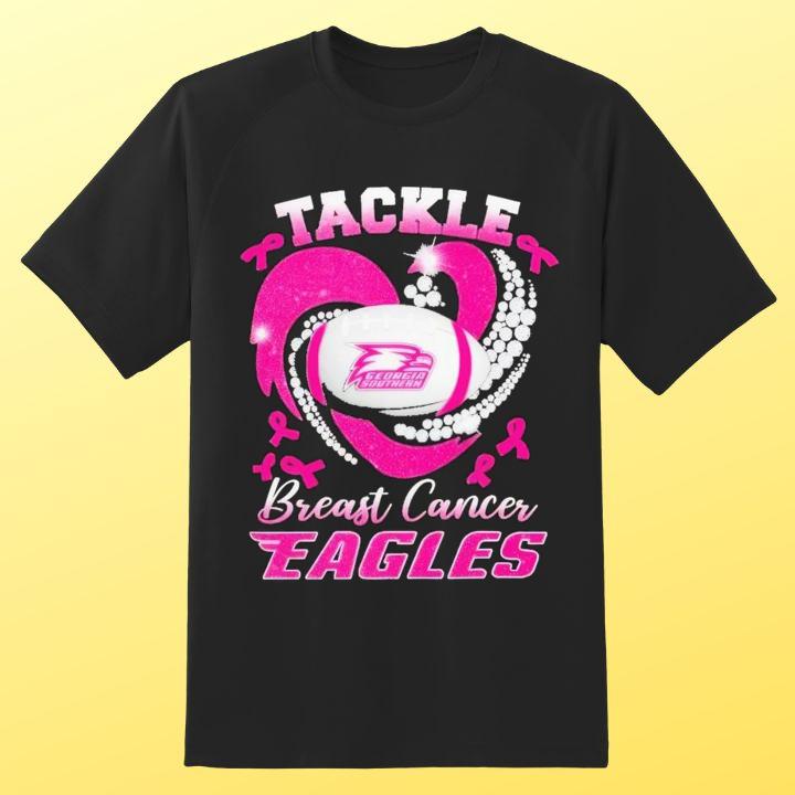 Georgia Southern Eagles Tackle Breast Cancer Awareness Diamond Heart Shirt