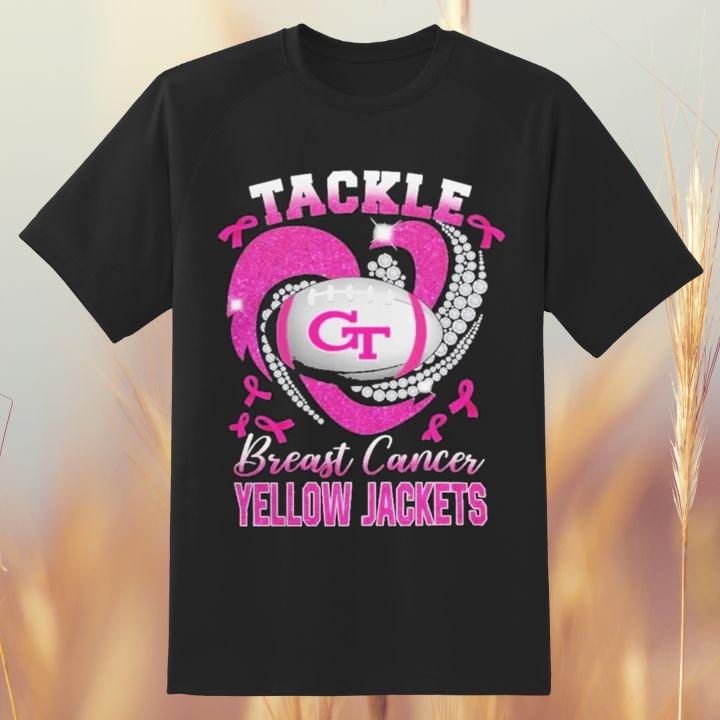 Georgia Tech Yellow Jackets Tackle Breast Cancer Diamond Heart T-Shirt
