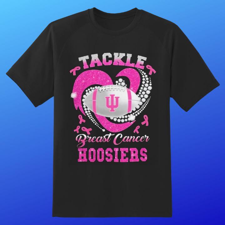 Indiana Hoosiers Tackle Breast Cancer Awareness Diamond Heart T-Shirt