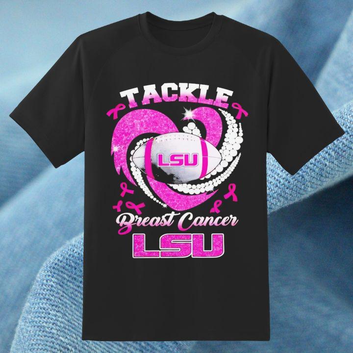 LSU Tigers Tackle Breast Cancer Awareness Diamond Heart T-Shirt