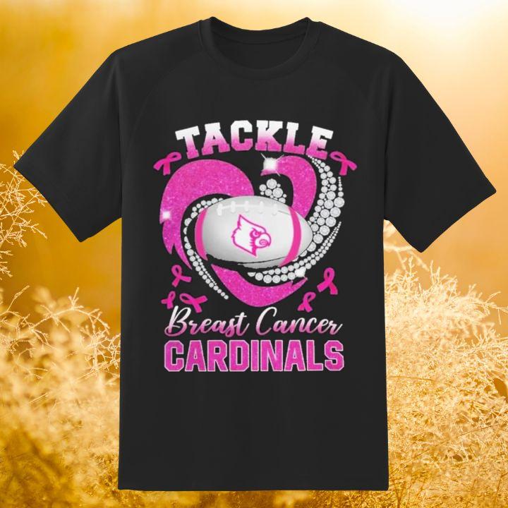 Louisville Cardinals Tackle Breast Cancer Awareness Diamond Heart T-Shirt