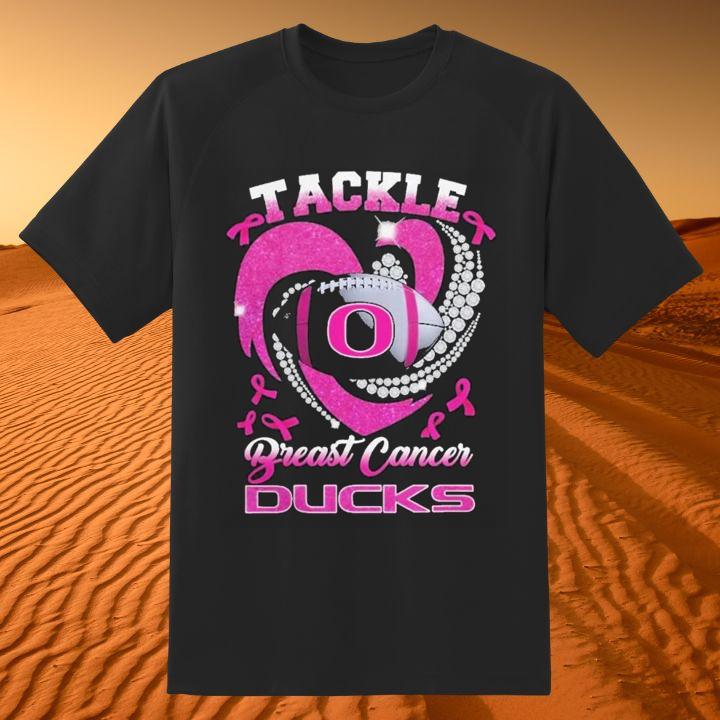 Oregon Ducks Tackle Breast Cancer Awareness Diamond Heart T-Shirt