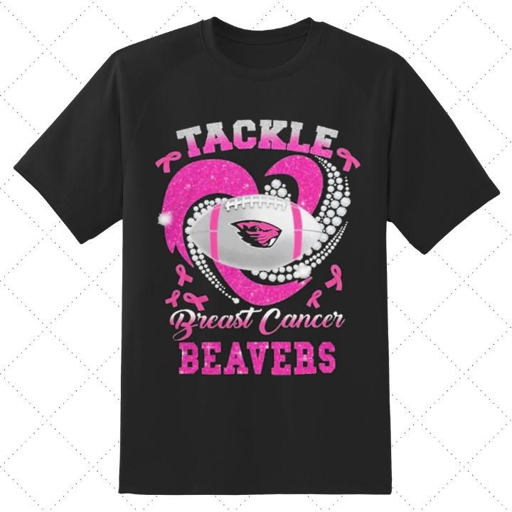 Oregon State Beavers Tackle Breast Cancer Awareness Diamond Heart T-Shirt