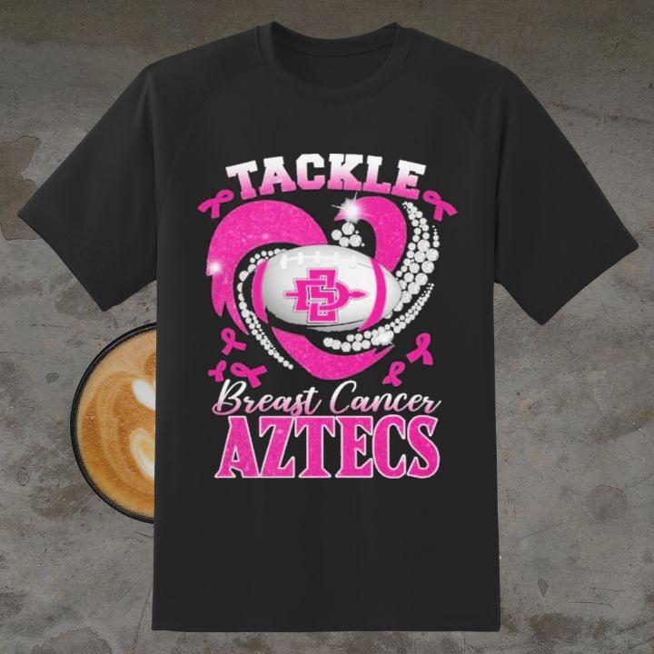 San Diego State Aztecs Tackle Breast Cancer Awareness Diamond Heart T-Shirt