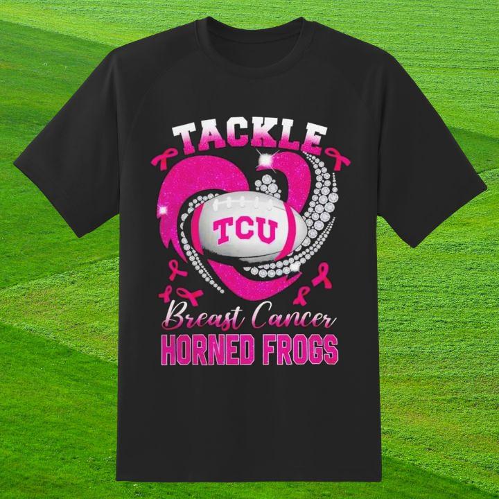 Tcu Horned Frogs Tackle Breast Cancer Awareness Diamond Heart T-Shirt