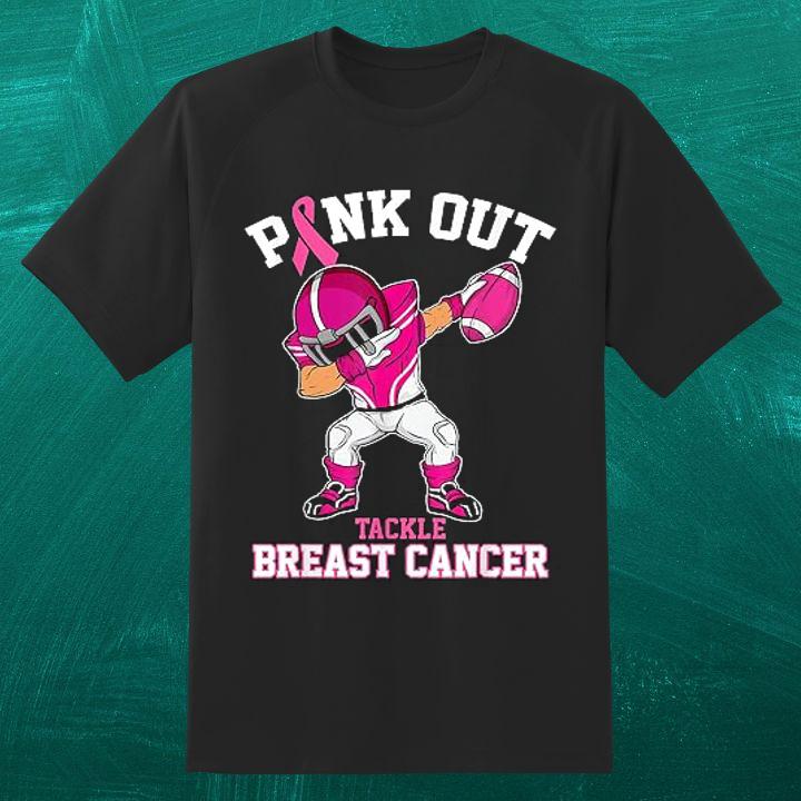 Dabbing Dance Pink Out Tackle Breast Cancer Awareness T-Shirt