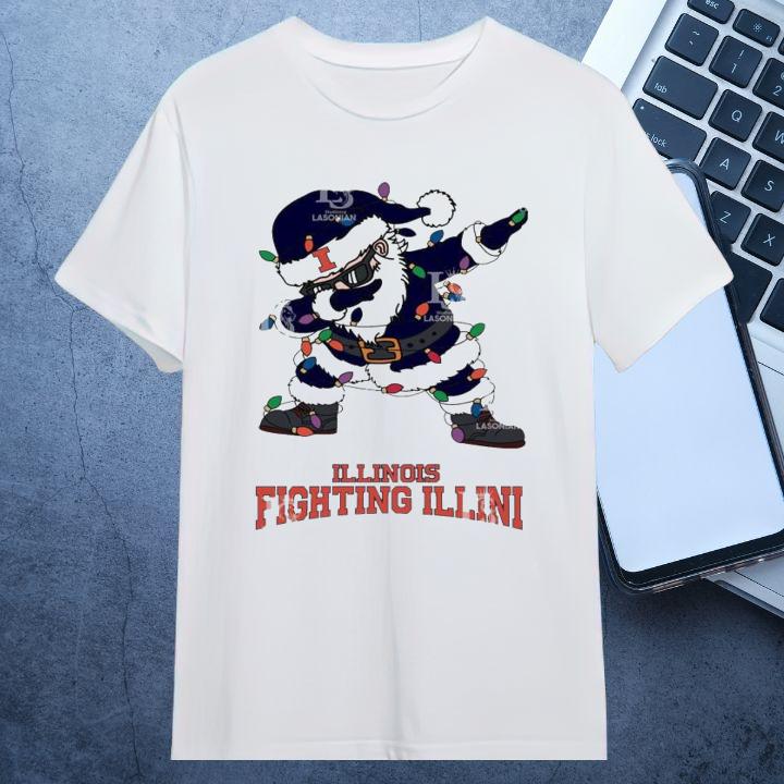 Dabbing Santa Illinois Fighting Illini Christmas Light Shirt - Festive Fun!