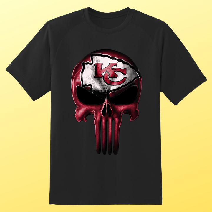 The Punisher Skull Kansas City Chiefs Logo T-Shirt - Limited Edition