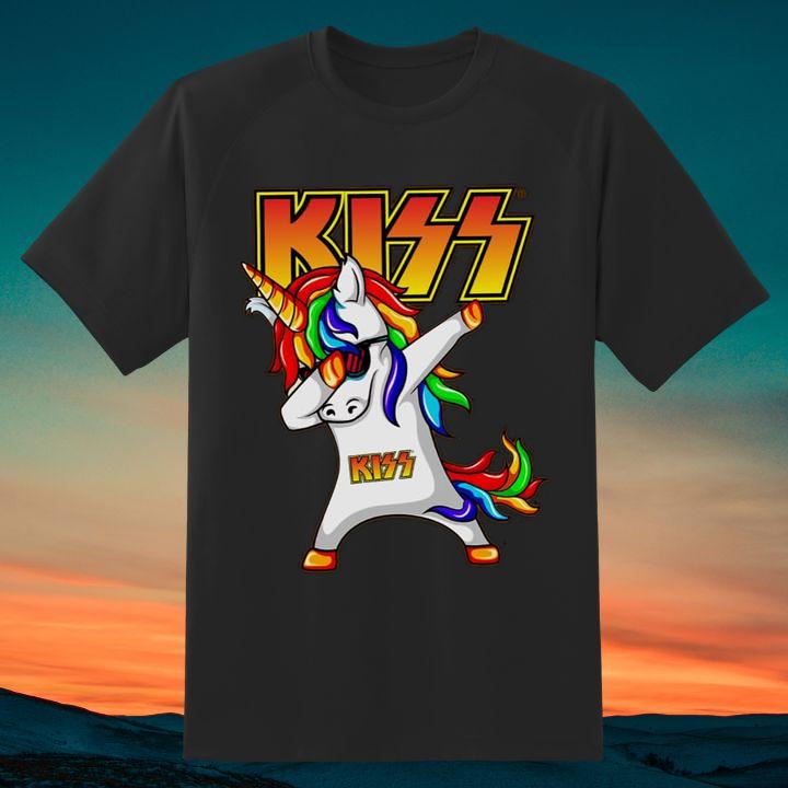 Cute Dabbing Rainbow Unicorn Hip Hop Kiss Band Shirt