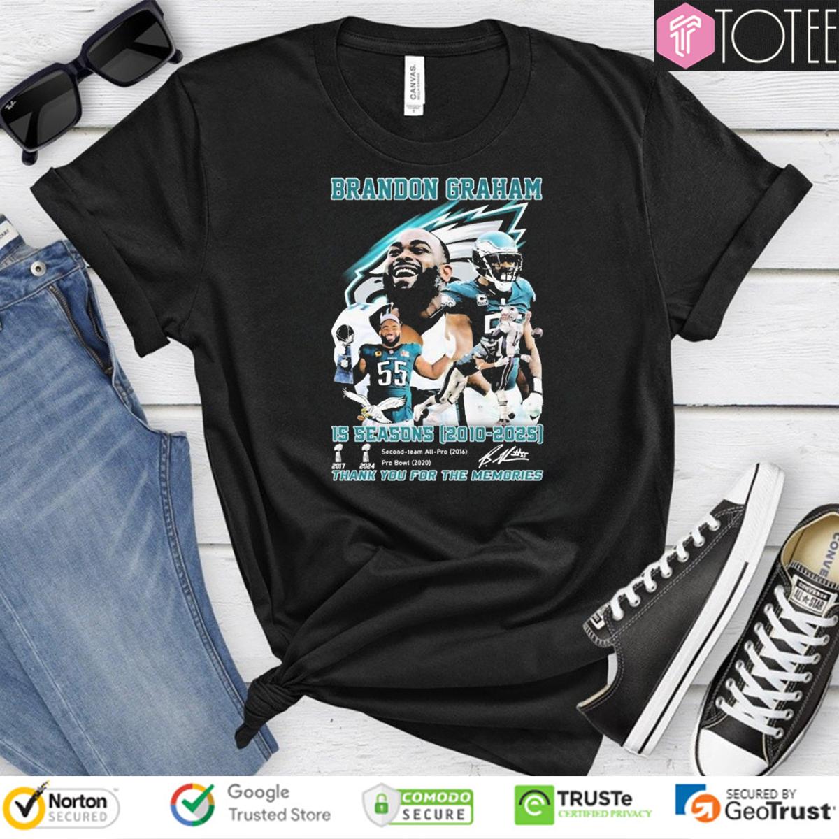 Brandon Graham Philadelphia Eagles 15 Seasons 2010-2025 Signature T-Shirt