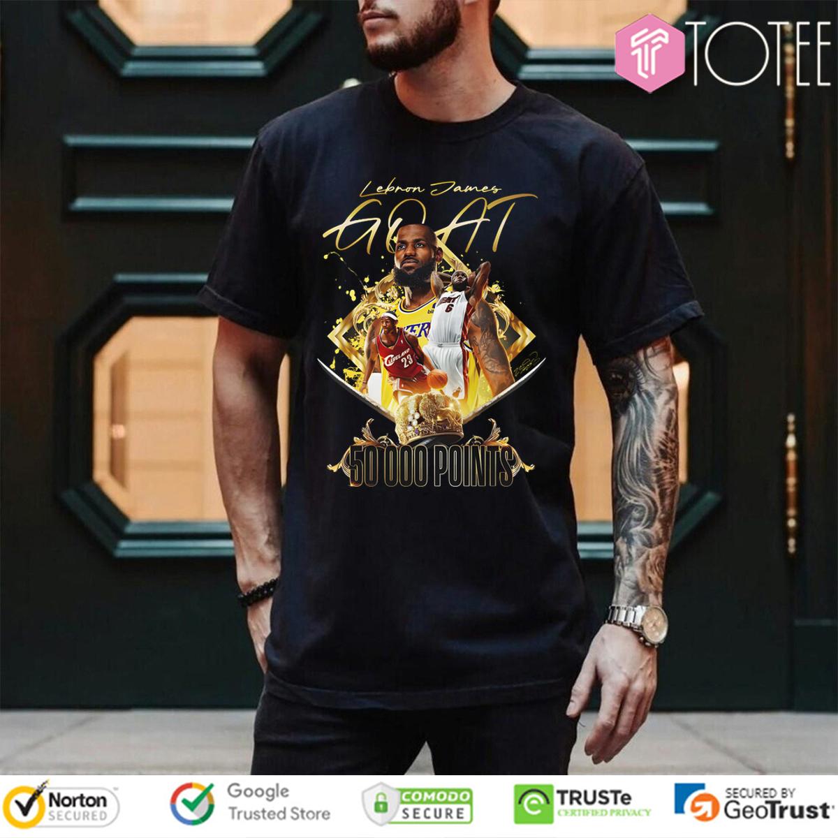 Los Angeles Lakers Lebron James Goat 50000 Points Signature T-Shirt