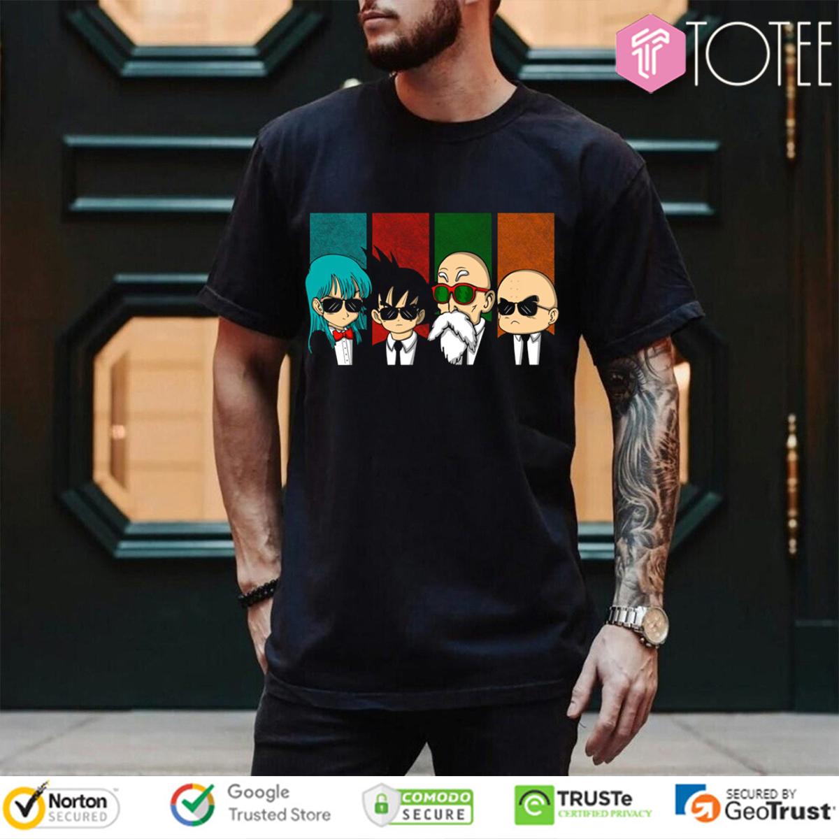 Bulma Goku Roshi Krillin Dragon Ball Z Characters Parody MIB T-Shirt