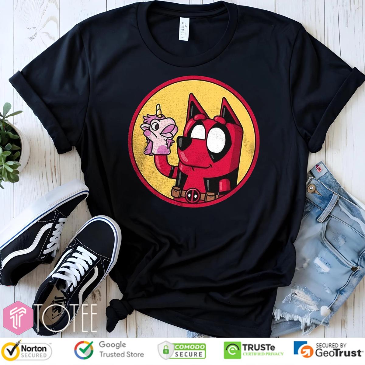 Bluey Heeler Parody Deadpool Unicorn T-Shirt