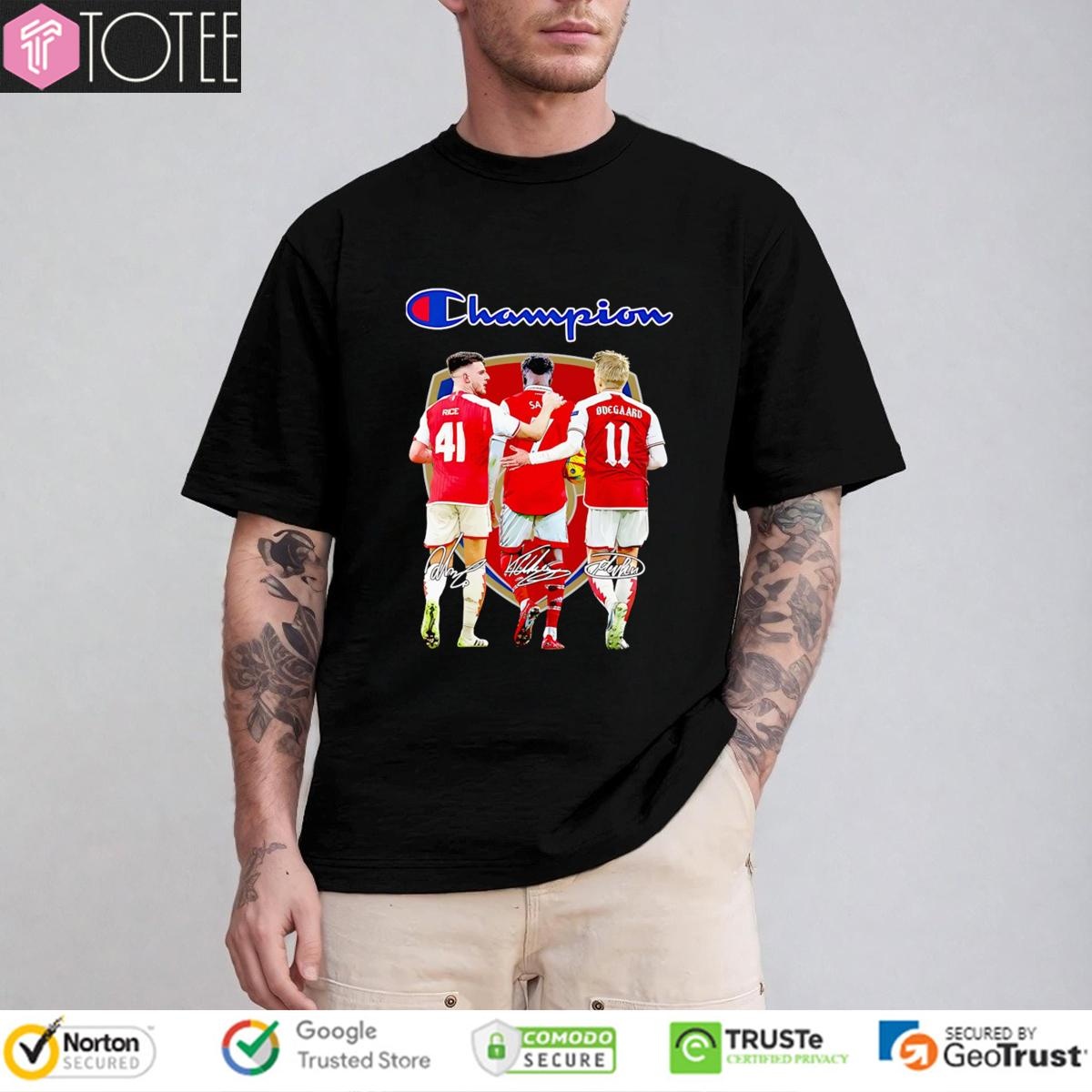 Logo Champion Arsenal F.C. Rice Saka Odegaard Signatures t-shirt