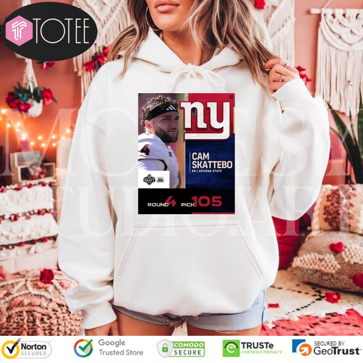 Cam Skattebo New York Giants 2025 Nfl Draft Poster Hoodie