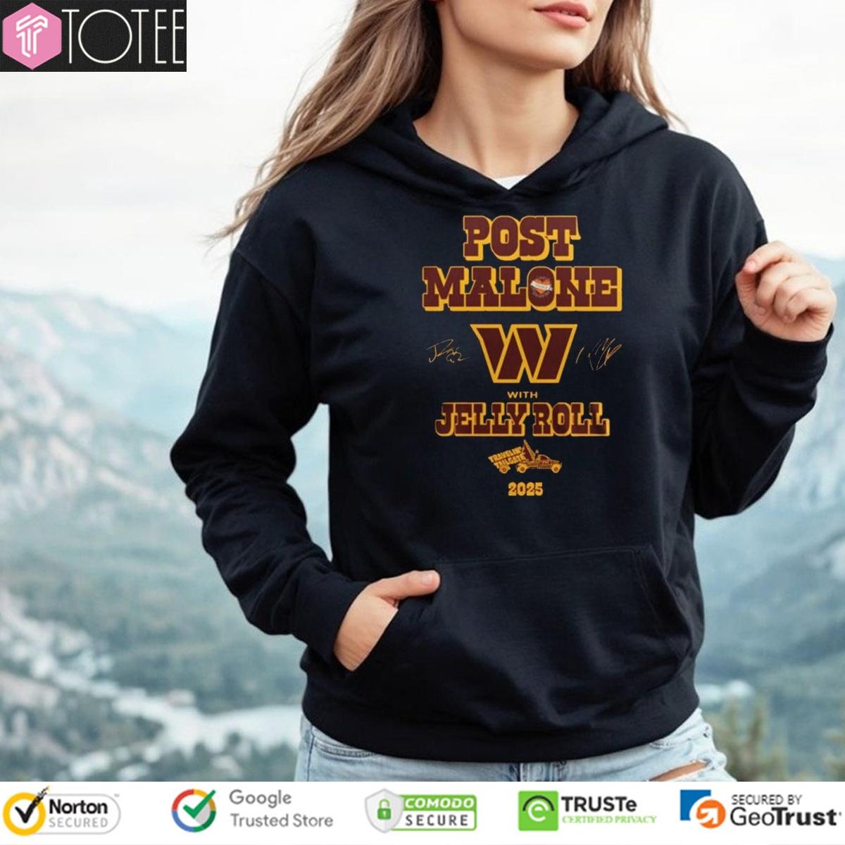 Washington Commanders Post Malone Jelly Roll Big Ass Tour 2025 Signed Hoodie