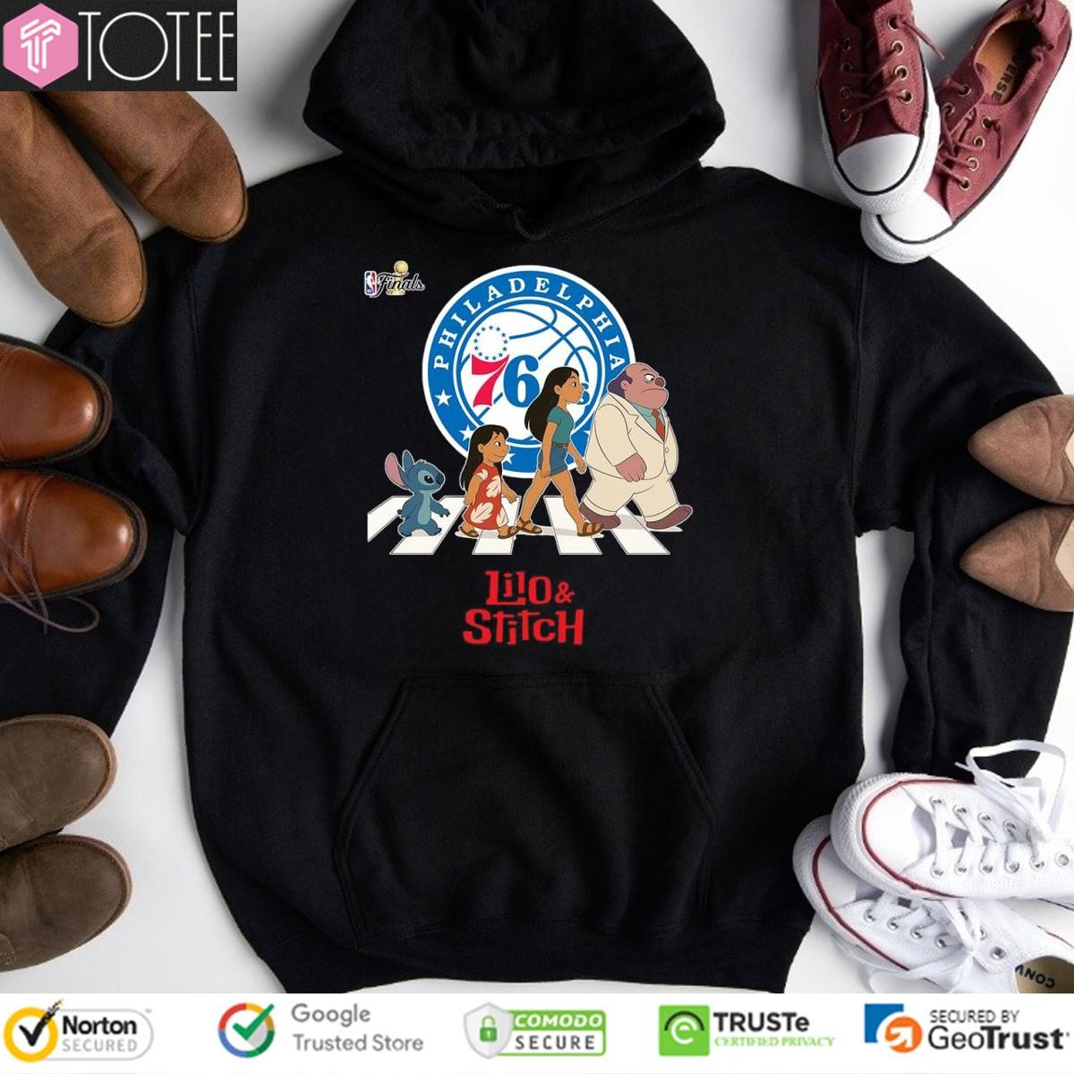 Lilo And Stitch Abbey Road Philadelphia 76Ers Nba Finals Hoodie