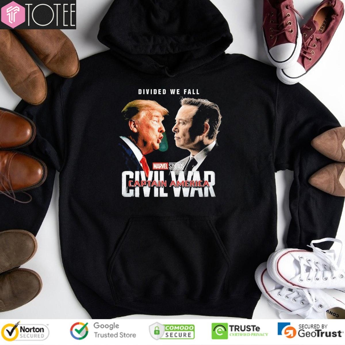 Trump Vs Elon Musk Civil Wars Divided We Fall Hoodie