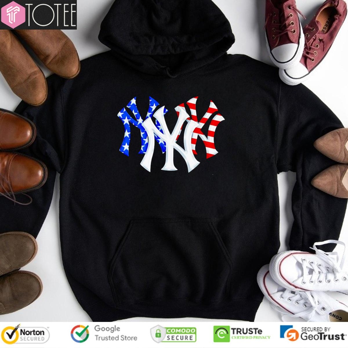 New York Yankees Red White And Blue American Flag 4Th Of July Baseball Logo Hoodie