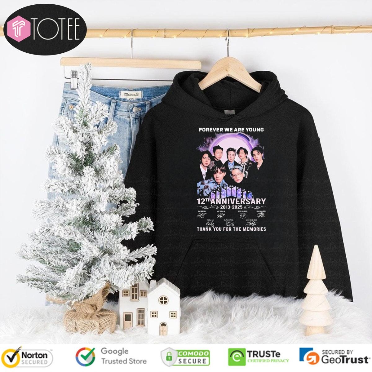 Bts Forever We Are Young 12Th Anniversary 2013-2025 Signatures Hoodie