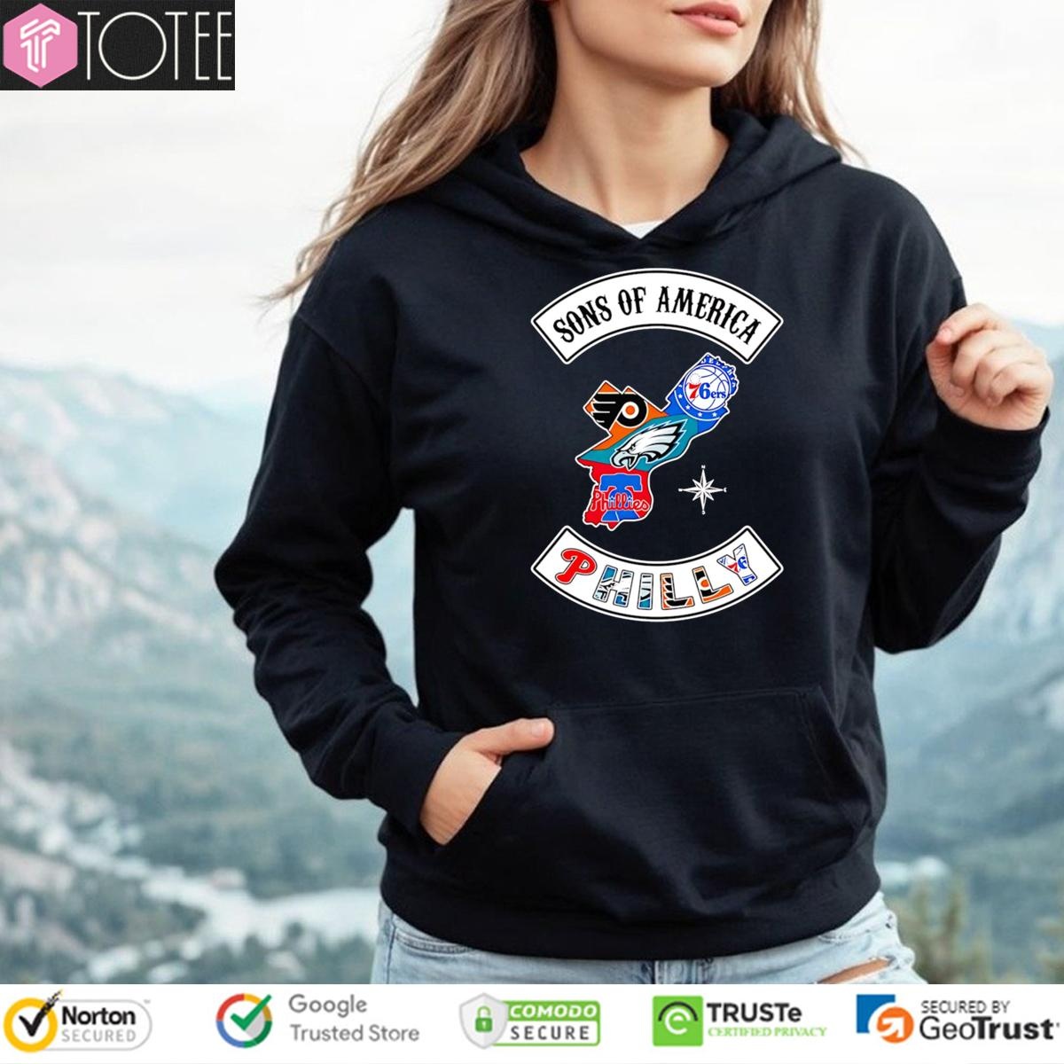 Sons Of America Philadelphia Sports Teams Parody Sons Of Anarchy Logo Hoodie