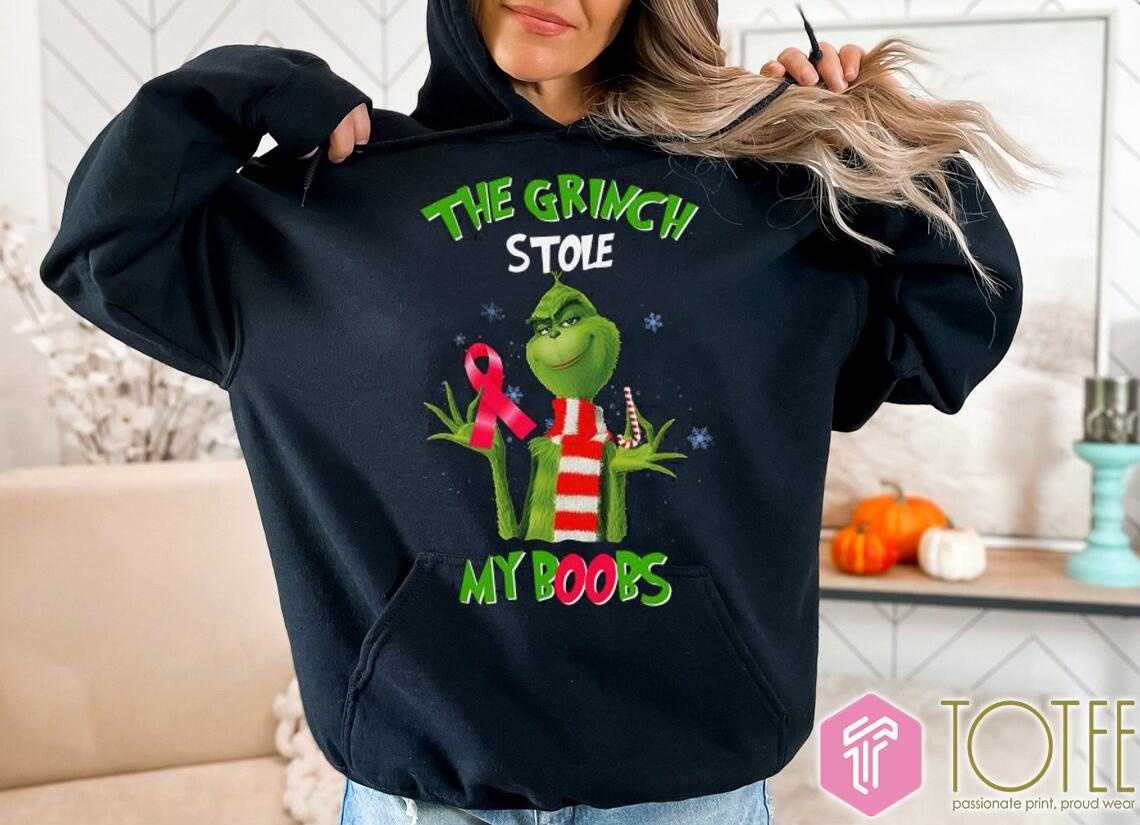 The Grinch Stole My Boobs Breast Cancer Hoodie