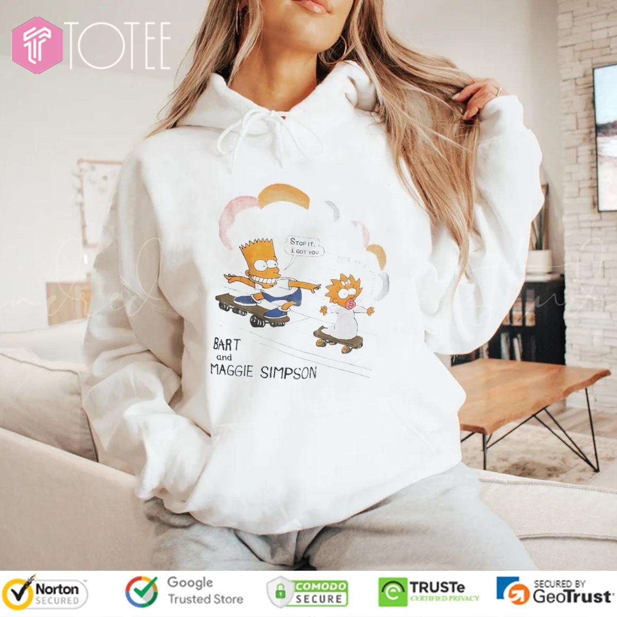 The Simpsons Bart And Maggie Simpson Surfing Shirt Hoodie